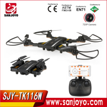 SJY-TK116W Dobrável Selfie Zangão 2.4G 4CH 6 Eixos FPV Quadcopter Com 2MP Wifi Wide Angle Camera RC Zangão VS XS809W